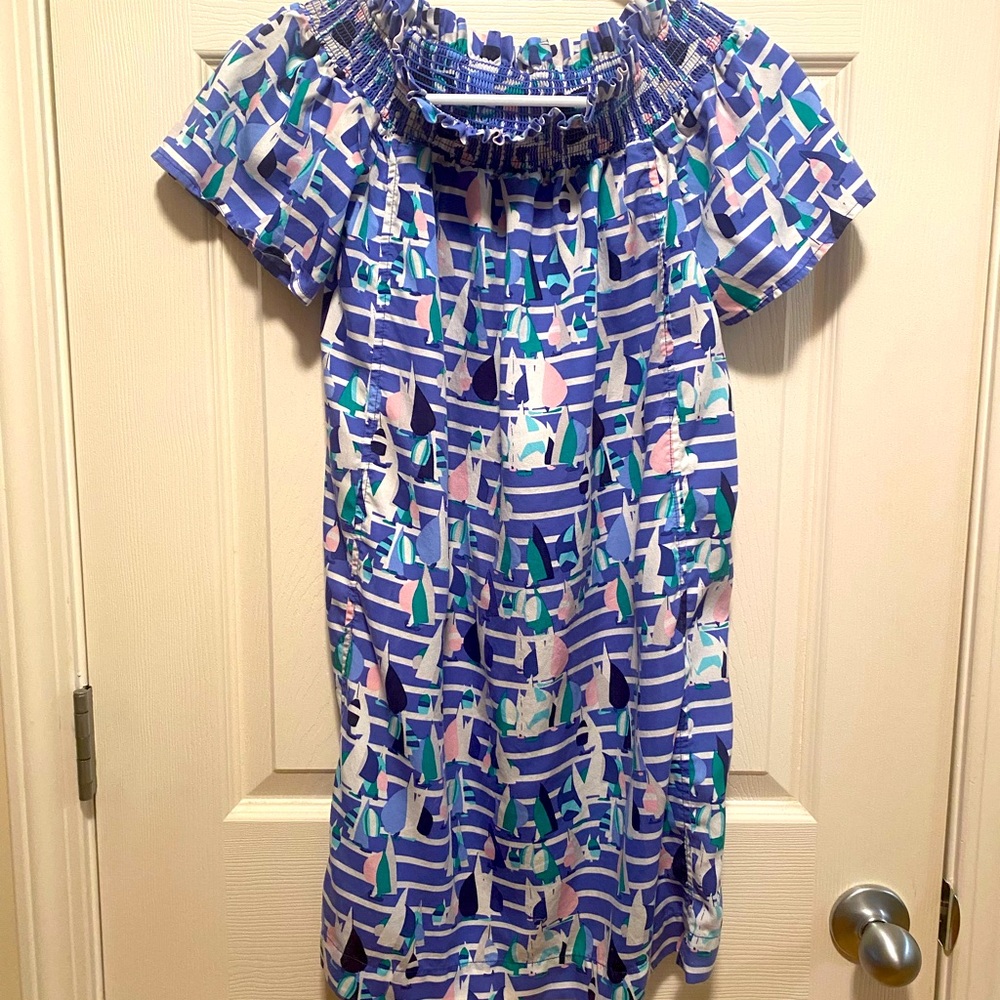 Vineyard Vine Harbour Scene Off Shoulder Dress Sailboat